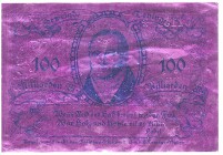 Banknoten, Deutsches Notgeld und KGL, Teningen
100 Milliarden Mark Aluminium 1.11. 1923. Hebel. Rotviolett, Textdruck beids, blau. Mit KN.
III, selt...