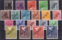 Briefmarken, Deutschland, Berlin 1948-1990
Schwarzaufdruck, kompletter Satz 1948. Alle geprüft Schlegel/Lippschütz. Michel 360,- Euro.
**, Pracht