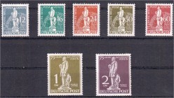 Briefmarken, Deutschland, Berlin 1948-1990
75 J. Weltpostverein 1949. 12 Pfg.-2 DM kompl. postfrischer Prachtsatz. Michel 750,- Euro.
**, Pracht