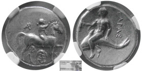 CALABRIA, Taras. Circa 280-240 BC. AR Didrachm. NGC-Choice VF
