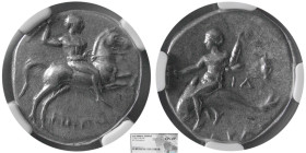 CALABRIA, Taras. Circa 280-240 BC. AR Didrachm. NGC-Choice VF.