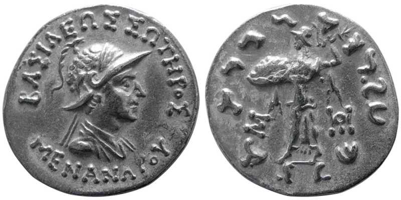 BAKTRIAN KINGS, Menander I Soter. Ca. 165/55-130 BC. AR Tetradrachm (9.23 gm; 25...
