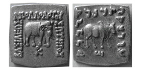 KINGS of BAKTRIA. Apollodotos I. 180-160 BC. AR (Square) Drachm