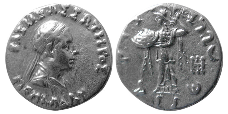 INDO-GREEK KINGS, Menander I Soter. Ca. 165/55-130 BC. AR Drachm (2.40 gm; 16 mm...