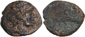Greek Italy. Central Italy, uncertain mint. Capua or Minturnae(?). AE 18.5 mm. late 90s-early 80s BC. Obv. Head of Dionysos right, wearing ivy wreath....