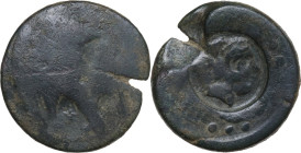 Sicily. Akragas. AE Hemilitron, after 255 BC. Punic occupation. Obv. Eagle. Rev. Crab; c/m head of Herakles right, wearing lion's skin, all within rou...