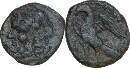 Sicily. Alaisa Archonidea. AE 18 mm, 2nd century BC. Obv. Laureate head of Zeus left. Rev. [AΛ]AIΣAΣ [APX]. Eagle, with spread wings, standing left; [...