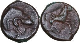 Sicily. Entella. Campanian Mercenaries, c. 354-344 BC. AE 19 mm. Obv. Campanian helmet right. Rev. Horse galloping right. CNS I 14; HGC 2 254. AE. 5.7...