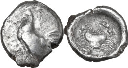 Sicily. Himera. AR Stater, 483-472 BC. Obv. Rooster standing left. Rev. Crab. HGC 2 438. AR. 8.30 g. 21.00 mm. Lightly toned. About VF.