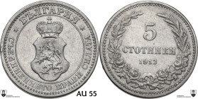 Bulgaria. Ferdinand I (1908-1918). CU/NI 5 stotinki 1913. KM 24; Nikolov 41. CU/NI. 3.03 g. 17.00 mm. Encapsulated by Classical Coin Grading AU 55.