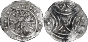 Cambodia. Kingdom of Funan. AR Quarter unit, 400-550 AD. Obv. Stylized sun. Rev. Stylized temple. Mitchiner 5253-5256. AR. 2.24 g. 21.00 mm. Good VF.