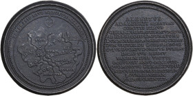 France. Dukes and Duchesses of Lorraine. Pewter Medal, Nancy, late 17th-early 18th century. Obv. Map of the duchy of Lorraine. Rev. Inscription in fif...