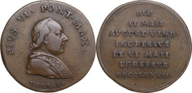 Germany. Pius VI (1775-1799), Giovanni Angelo Braschi. AE Medal, 1782. For the visit in Augsburg. Obv. Bust right. Rev. Inscription in seven lines. AE...