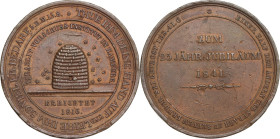 Germany. AE Medal, 1841, Hamburg mint. Obv. Beehive. Rev. Inscription in three lines. Goedechens 2072; Stern 189. AE. 37.64 g. 44.50 mm. Small scratch...