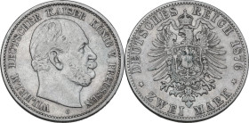 Germany. Wilhelm I (1861-1888). AR 2 mark 1876 C, Frankfurt am Main mint. Jaeg. 96. AR. 11.00 g. 28.00 mm. XF.