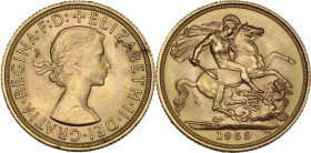 Great Britain. Elizabeth II (1952-2022). AV Sovereign, 1959. SCBC 4125. AV. 8.00 g. 21.80 mm. About EF.