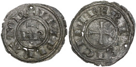 Italy. Frederick II (1218-1250). BI Mezzo Denaro, Kingdom of Sicily, Brindisi mint. Sp. 110; Travaini 1993 23a; D'Andrea 116. BI. 0.42 g. 16.00 mm. RR...