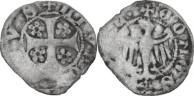 Italy. Leopold III (1373-1386). BI Quattrino or Vierer, Meran mint. CNI 14/37; MIR (Triv., Istria, Dalm. ed Alb.) 188. BI. 0.58 g. 15.00 mm. XF.