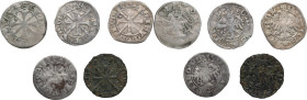 Italy. Sigismund (1446-1490). Lot of five (5) AR Grosso Tirolino, Meran mint. (one of which contemporary forgery (?)). AR.