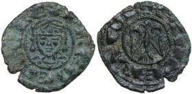 Italy. Henry VI (1194-1197) with his son Frederick. BI Denaro, Kingdom of Sicily, Messina mint. Sp. 32; Travaini 1993 8; D'Andrea 51. BI. 0.64 g. 16.0...