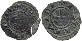 Italy. Frederick II (1218-1250). BI Denaro, Kingdom of Sicily, Messina mint, 1225. Sp. 112; Travaini 1993 26; D'Andrea 119. BI. 0.65 g. 18.50 mm. R. W...