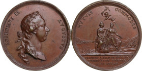 Italy. Joseph II (1765-1790). AE Medal, 1770. For the abolition of customs and commercial barriers between the Italian and German provinces. Obv. Laur...