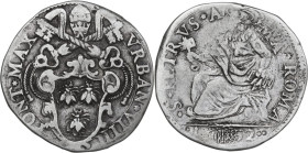 Italy. Urbano VIII (1623-1644) Maffeo Barberini. AR Testone 1632, Roma mint. Berm. 1721. AR. 9.30 g. 29.00 mm. VF.