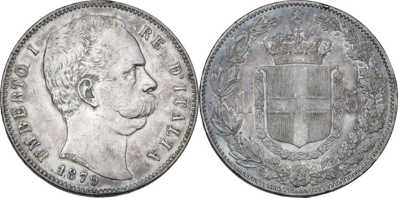 Italy. Umberto I (1878-1900). AR 5 Lire, Rome mint, 1879. KM 20. AR. 24.88 g. 36...