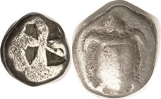 AEGINA, Stater, 510-490 BC, Turtle with collar, weak dots down middle?/ "Millsail" pattern with 4 sunken triangles, S-1854, F-VF or so, sl irregular f...