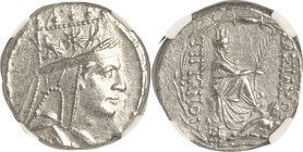 ARMENIA, Tigranes II, 96-56 BC, Tet, Head rt in tiara/ Tyche std r, Orontes swimming below, in NGC slab as CH XF, strike 5/5, surface 3/5; it is EF, c...
