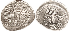 PARTHIA, Gotarzes II, Drachm, Sellw. 65.33 (no wart but identified by lgnd), EF/VF+, usual low obv centering, good metal with lt tone. (A GVF brought ...
