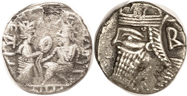 PARTHIA, Vologases IV, 147-191 AD, Tet, Sell. type 84, Rev Tyche giving wreath t...