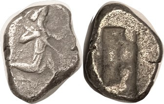 PERSIA, Siglos, c. 450-330 BC, King kneeling rt w/spear & bow; S4682; AVF, nrly ...