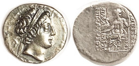 SYRIA, Demetrios II, 1st reign, 145-138 BC, Drachm, His head r, monogram behind, fillet border/Zeus std l; S7058 (£125); EF/VF, obv centered, rev some...
