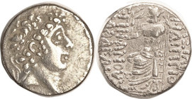 SYRIA, Philip Philadelphus, 93-83 BC, Tet., His head r/ Zeus std l hldg Victory, T at lower left; VF, centered on a sl small flan, decent metal, nice ...