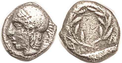 ELAIA, Diobol, c.450-400 BC, Athena head l./wreath in incuse square; S4196 (£200...