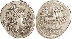 Q. Fabius Labeo, Den., 124 BC, Cr. 273/1, Sy.532; Roma head r/Jupiter in quadriga r, prow below; Choice VF, well centered & struck, on a large oval fl...