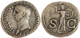 CLAUDIUS, As, SC, Minerva stg r; Choice F-VF but that's an overly conservative technical grading, any other dealer would say VF; a bit off-ctr with to...