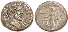 ANTONINUS PIUS, Egypt Tet, LIE, Dikaoisyne stg l; VF+, nrly centered, complete lgnd, silver color with moderate grey toning; portrait quite well detai...