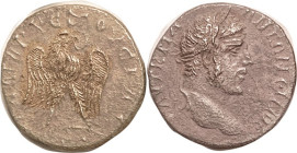 CARACALLA, Antioch, Tet, Eagle stg r, contemporary imitation, crudish style, AEF, silver with lt brown tone, strong detail on portrait & eagle.