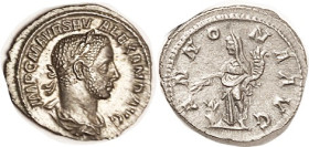 SEVERUS ALEXANDER, Den, ANNONA stg l, at modius; Choice EF, nrly centered & well struck on a full flan, good metal with pleasing iridescent tone; shar...