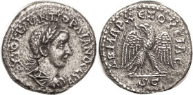 GORDIAN III, Antioch, Tet, Eagle facg, hd l, interesting contemporary imitation with style somewhat off; AEF, centered, sl rough surfaces with moderat...