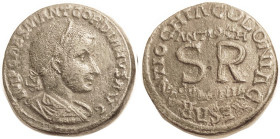 GORDIAN III, Antiochia, Æ33, Rev Large SR & lgnds; AVF, centered, dark patina with pretty good surfaces, clear laurel wreath on portrait. (A VF realiz...