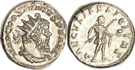 POSTUMUS, Ant, SAECVLI FELICITAS, Ruler stg r, EF+, well centered, obv well struck with very sharp portrait, bright lustrous silver; rev has many tiny...