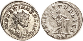 CARINUS, As Aug, FELICIT PVBLICA, Felicitas stg l, by column, QXXI; Choice EF, nrly centered, good strike, full lustrous silvering. Excellent detailed...