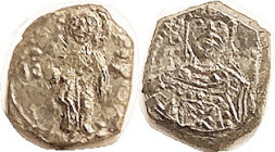 JOHN II, 1/2 Tetarteron, S-1954, Christ stg/John bust, VF, centered on unround flan, glossy dark greenish-brown, much detail with John's face clear. (...