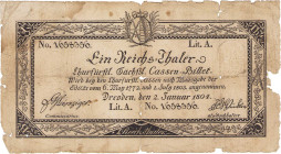 Altdeutsche Staaten und Länderbanken bis 1871 Sachsen
Kurfürstlich Sächsische Cassen-Billets 1 Reichstaler 2.1.1804. Unterschriften Leipziger und Win...