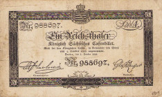 Altdeutsche Staaten und Länderbanken bis 1871 Sachsen
Kurfürstlich Sächsische Cassen-Billets 1 Reichstaler 1.10.1818. Unterschriften Graf v. Carlowit...