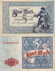 Deutsches Reich bis 1945
Reichsbanknoten und Reichskassenscheine 1874-1914 5 Mark 10.1.1882. KN D. Nr 859850 Ro. 6 Grab. DEU-48 Selten. III-