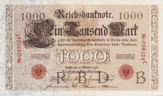 Deutsches Reich bis 1945
Reichsbanknoten und Reichskassenscheine 1874-1914 1000 Mark 10.10.1903. Udr.-Bst "B", KN 059324C Ro. 21 Grab. DEU-19 III+